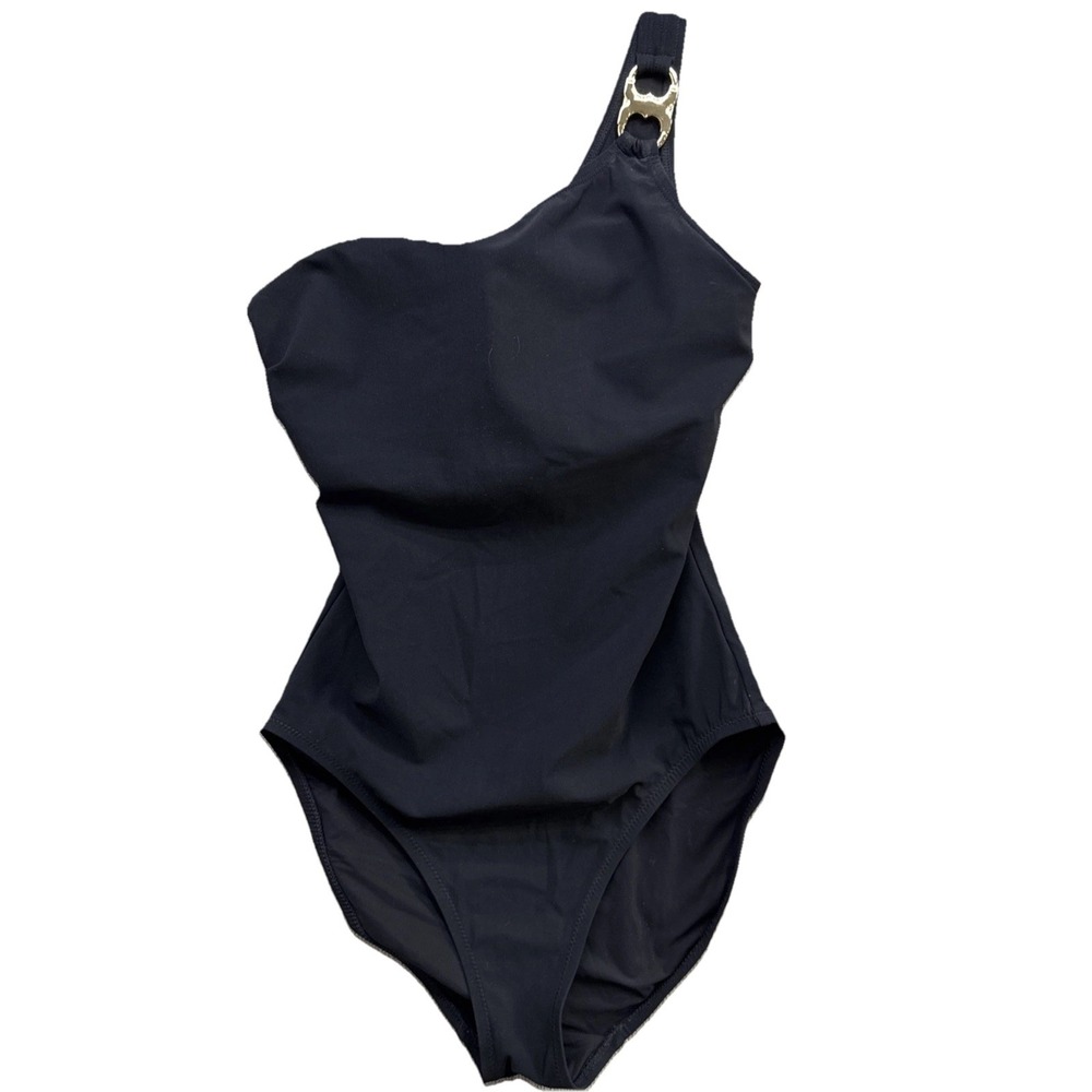 Tory Burch Gemini One Shoulder Black Swimsuit Women's XS Designer Swimwear